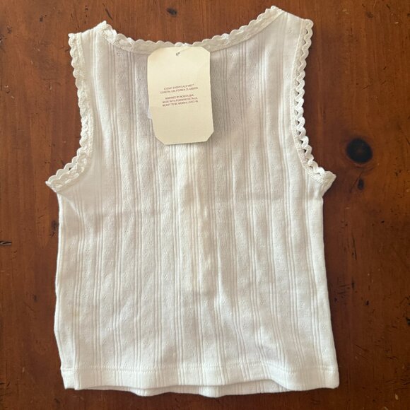 NWT Gap Kids x DÔEN Girls Pointelle White Tank Top in XS - Picture 5 of 6